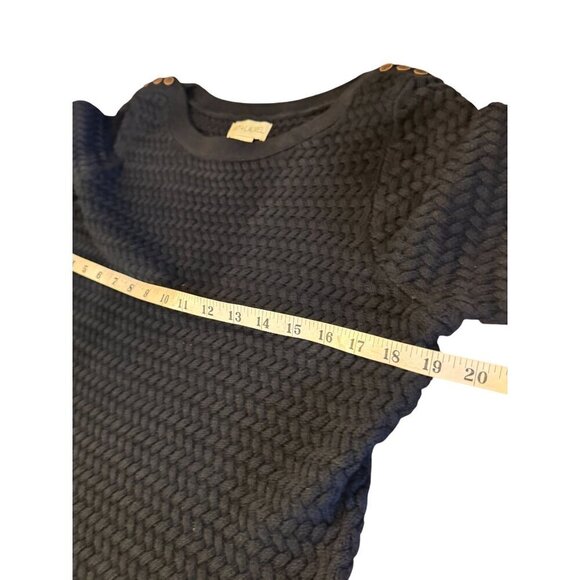 Lucy & Laurel Womens Black Textured Knit Pullover Sweater With Button Details Lo - Picture 6 of 10